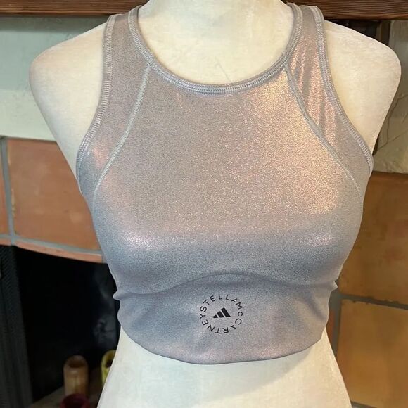 ADIDAS BY STELLA MCCARTNEY Cutout holographic stretch sports bra! - Picture 1 of 5